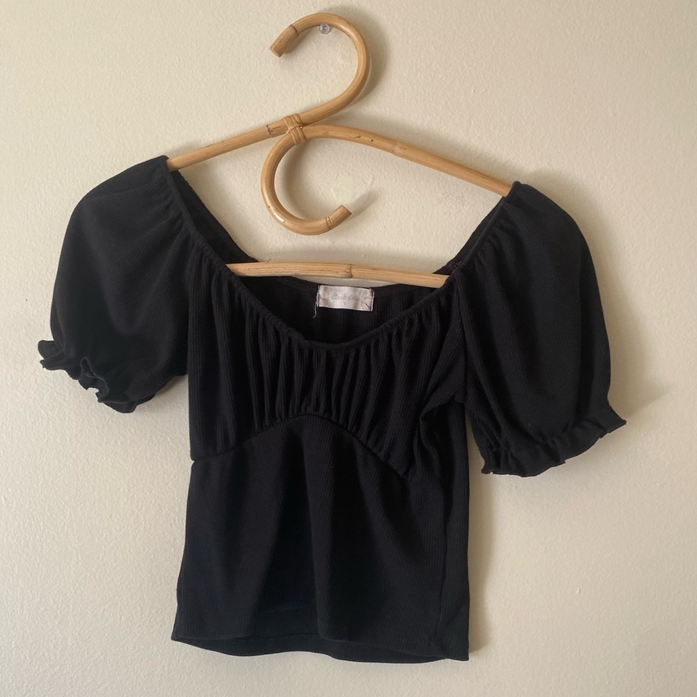 Altar’d State Black Puff Short Sleeve Blouse